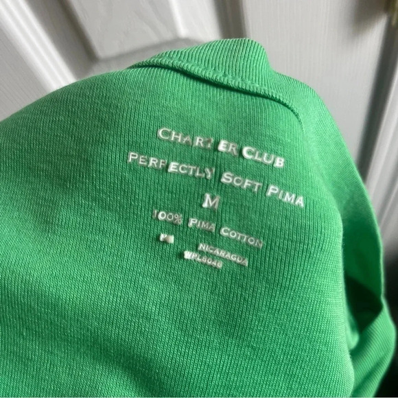 Charter Club 100% Cotton Green Quarter Sleeve Teeshirt, size medium - So soft! - Picture 11 of 12